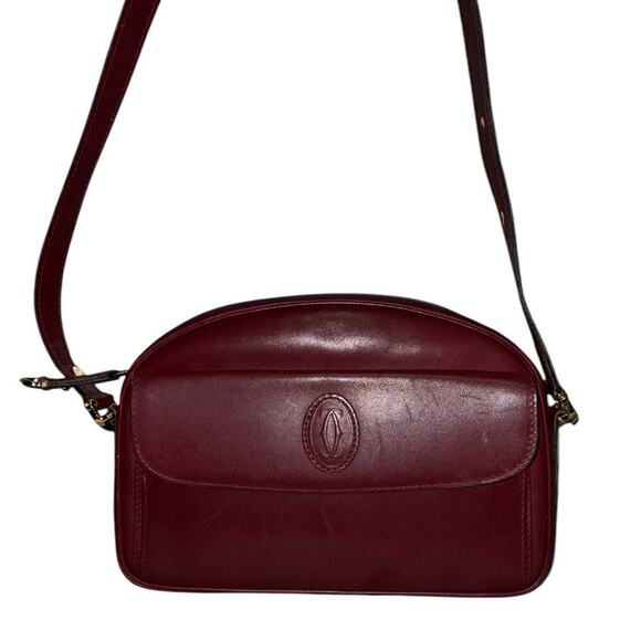 Cartier Must de Cartier Burgundy Leather Crossbody Shoulder Bag With Dustbag - Picture 16 of 16